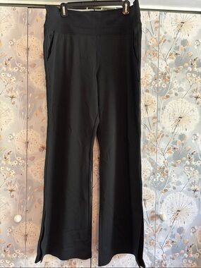 Athleta Black Wide-Leg Pull-On Pants with Side Slits